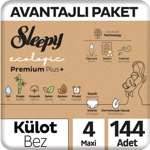 Ecologic Premium Plus Avantajlı Paket Külot Bez 4 Numara Maxi 144 Adet
