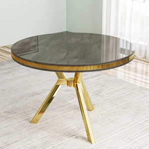 Mos Serisi 90X90 Lak Panel Antrasit Ironi Gold Kaplama Ayaklı Mutfak Masası