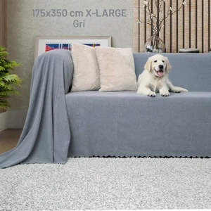 Latuda Concept Kaymaz Koltuk Örtüsü Çift Taraflı Mikrofiber Şönil 175X350 cm XLARGE- Gri – Kedi Köpek ve Çocuk Dostu