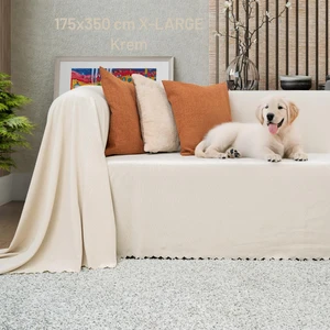 Latuda Home Kaymaz Koltuk Örtüsü Çift Taraflı Mikrofiber Şönil 175X350 cm XL- Krem – Kedi Köpek ve Çocuk Dostu