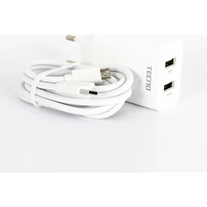 Çift Çıkışlı Şarj Aleti Type-C ve Micro Data Kablolu TCW-E01D Beyaz