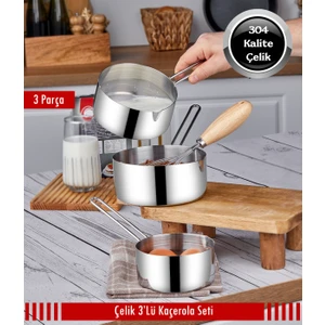 Çelik 3'lü Kaçerola Sosluk Sütlük 12cm-14cm-16cm