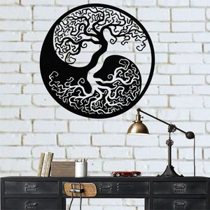 Family Tree Yin Yang Metal Duvar Dekor