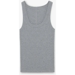 Lıllesol Kadın Fitilli Görünümlü Slim Fit Vücuda Oturan Havuz Yakalı Pamuklu Basic Antrasit Atlet