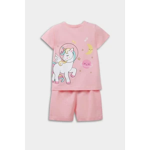 Kız Bebek Pijama Takımı Unicorn Baskılı Kısa Kollu Penye Üst Beli Lastikli Şort E1553A525HS