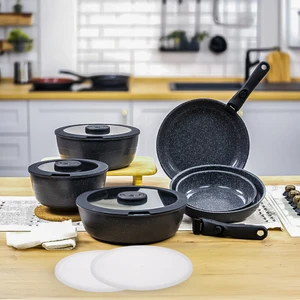 | Pratica Serisi | 12 Parça | Tencere ve Tava Set | Gri