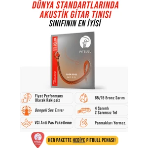 Pitbull Strings Silver Series Sag 11-52 El Takım Tel Akustik Gitar Teli 011-052