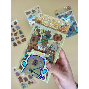 Leisurely 3 Yaprak 52 Adet Capybara Sticker Set/Su Geçirmez/Etiket/Çıkartma/Kapibara/Bullet Journal