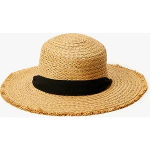 Bant Detaylı Hasır Şapka