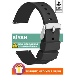 Tcl Movetime MT42-MT42X Family Saat Uyumlu Siyah Renk Silikon Saat Kordonu 71GMS