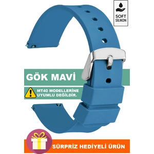 Tcl Movetime MT42-MT42X Family Saat Uyumlu Gök Mavi Renk Silikon Saat Kordonu 71GMS