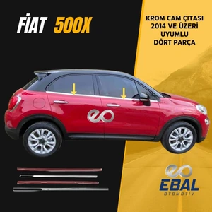 Ebal Oto Fiat 500X Krom Cam Çıtası 4 Kapı 2014 Ve Üzeri Uyumlu Paslanmaz Çelik