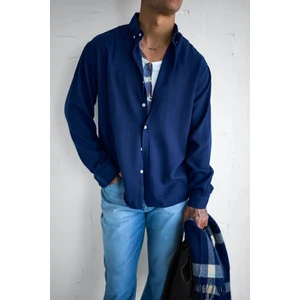 Abluka Online Erkek Yazlık Oversize Basic Rahat Gömlek Lacivert