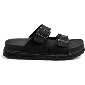 2161 Çift Tokalı Tam Anatomik Tabanlı Günlük,umre ve Hac Için Uyumlu Erkek Terlik - NKT02161-SIYAH-40