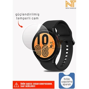 Samsung Galaxy Watch 4 44MM Uyumlu Kolay Uygulama Aparatlı Temperli Cam Ekran Koruyucu