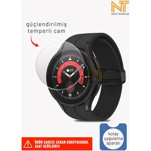 Samsung Galaxy Watch 5 Pro 45MM Uyumlu Kolay Uygulama Aparatlı Temperli Cam Ekran Koruyucu