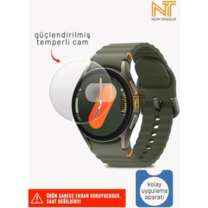 Samsung Galaxy Watch7 40MM Uyumlu Kolay Uygulama Aparatlı Temperli Cam Ekran Koruyucu
