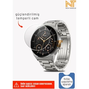 Huawei Watch Gt 3 Pro 46MM Uyumlu Kolay Uygulama Aparatlı Temperli Cam Ekran Koruyucu