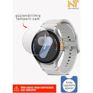 Samsung Galaxy Watch 7 44MM Uyumlu Kolay Uygulama Aparatlı Temperli Cam Ekran Koruyucu