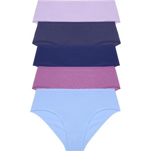 Kadın Külot Yüksek Bel Bikini 5 Li Paket Pamuklu Likralı Indıgo
