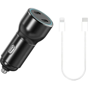 Hızlı Araç Şarj Aleti Iphone 11 12 13 14 Telefonlar Için 60W Hızlı Araba Şarjı Cihazı ve 25CM Kablo