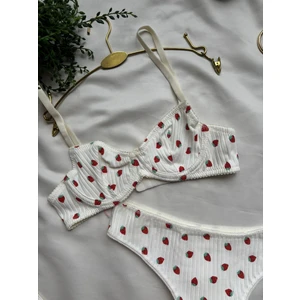 Çilek Desenli %100 Pamuklu Bralet Takımı