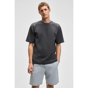 Chıc Erkek Relaxed Fit Dokulu Pamuk Kumaş Antrasit T-Shirt