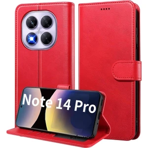 Xiaomi Redmi Note 14 Pro 4g Kılıf 360 Tam Kaplar Deri Dokulu Kapaklı Cüzdan Standlı Kartvizitli Kopçalı Kapak Kartlıklı