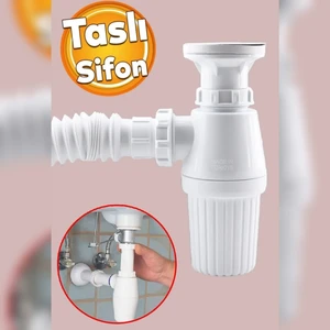 Esli Taslı Koku Önleyicili Körüklü Lavabo Gideri