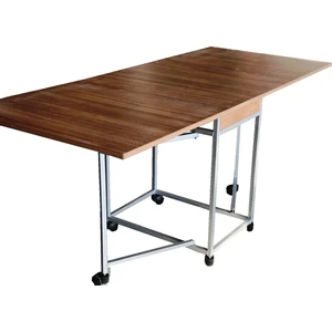Kadir Leylek Montajı Yapılmış Katlanır 8-10 Kişilik Mdf Mutfak Masası Meşe Teak