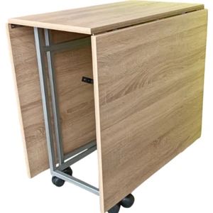 Kadir Leylek Montajı Yapılmış Katlanır 8-10 Kişilik Mdf Mutfak Masası Meşe Teak