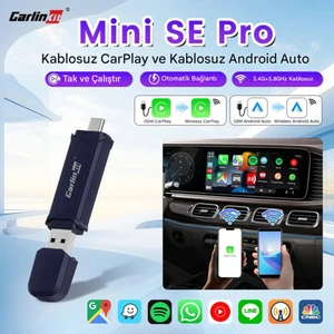 Mini 5 Pro Kablosuz Araç Adaptörü 2in1 Carplay & Android Auto Hızlı Bluetooth Wifi 2025 Yeni Model