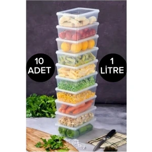 Kitchen Line 10 Adet Kendinden Kapaklı Derin Dondurucuya Uygun Buzluk Kabı Saklama Kabı ,düzenleyici