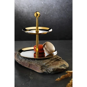 Small 18/10 Paslanmaz Çelik Katlı Sunumluk 15 cm Ayaklı Sunumluk