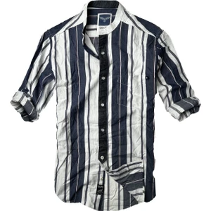 Alaska The Last Frontier Slim Fit %100 Pamuk Kumaş Hakim Yaka  Uzun Kol  Gömlek-Kalın Laci Çizgi--
