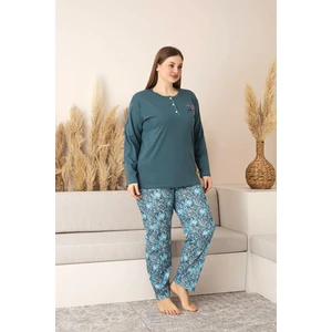 Uzun Kollu %100 Pamuk Büyük Beden Anne Pijama Takımı- Anne Özel Serisi