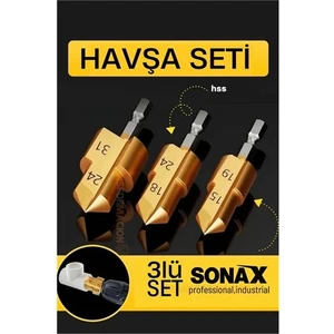 Modacar Plastik Boru Kalemtraş Kademeli Boru Açma Pvc Pprc Boru Tamir Delme Genişletme Onarımı Için 3lü Havşa Seti