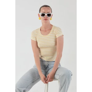 Çizgili Bisiklet Yaka Tişört