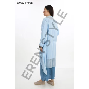 Italyan Ipek Detaylı Oversize Kaftan & Bluz