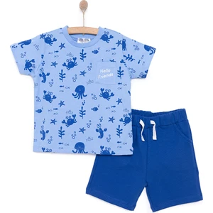 Hellobaby Under The Sea Deniz Kabuğu Baskılı Erkek Tshirt-Şort Erkek Bebek