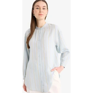 Relax Fit Basic Düz Simli Kumaş Uzun Kollu Tesettür Gömlek Tunik D9759AX25HS