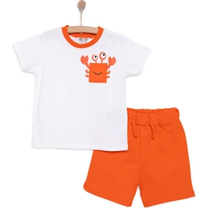 Hellobaby Erkek Bebek Tişört-Şort 2li Takım Under The Sea Bisiklet Yaka Reçme Paça Kısa Kol Ekru