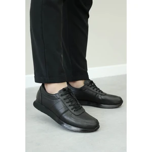 Fast Step Erkek Hakiki Deri Sneaker Günlük Rahat Spor Yürüyüş Casual Bağcıklı Ayakkabı Siyah 951ma555