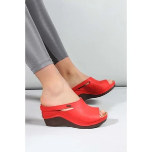 Fast Step Fast Step Hakiki Deri Kadın Dolgu Topuk Terlik 972ZA1001