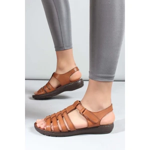 Fast Step Hakiki Deri Taba Kadın Klasik Sandalet 952za21888-1