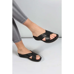 Fast Step Hakiki Deri  Kadın Düz Terlik 864ZAR03