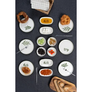 Nandy Home 14 Parça 6 Kişilik Handmade Yeşil Çiçek Kahvaltı Takımı - Lüx Kahvaltılık Sunum Seti