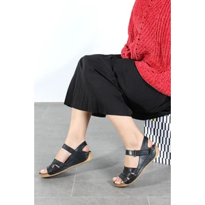 Fast Step Kadın Hakiki Deri Rahat Yazlık Casual Günlük Sandalet Siyah 763za05