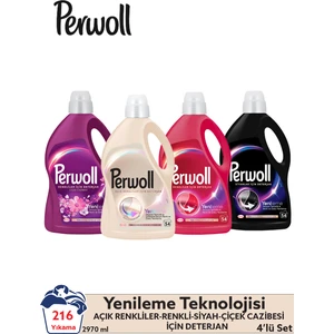 Yenileme Renkli 2.97L & Perwoll Yenileme Siyah 2.97L & Perwoll Yenileme Beyaz 2.97L & Perwoll Yenileme Çiçek Cazibesi Renkliler 2.75L (4'lü Set)