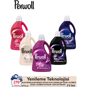 Sıvı Çamaşır Deterjanı 3 x 2,97L (162 Yıkama)  Siyah+ Renkli + Beyaz + 2 x 2,75 (100 Yıkama) Çiçek Cazibesi + Çiçek Cazibesi Koyu Renkler